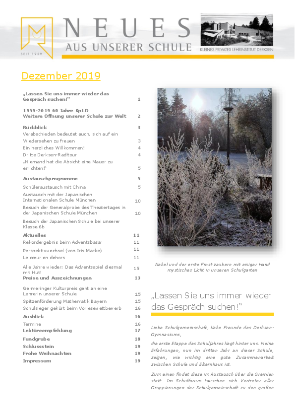Newsletter Weihnachten 2019 Newsletter Weihnachten 2019