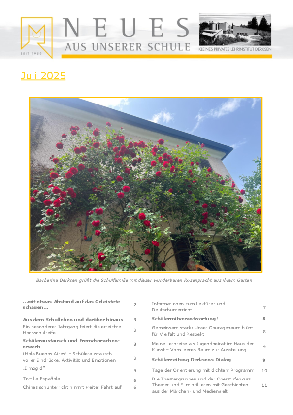Erste Seite von Neues aus unserer Schule